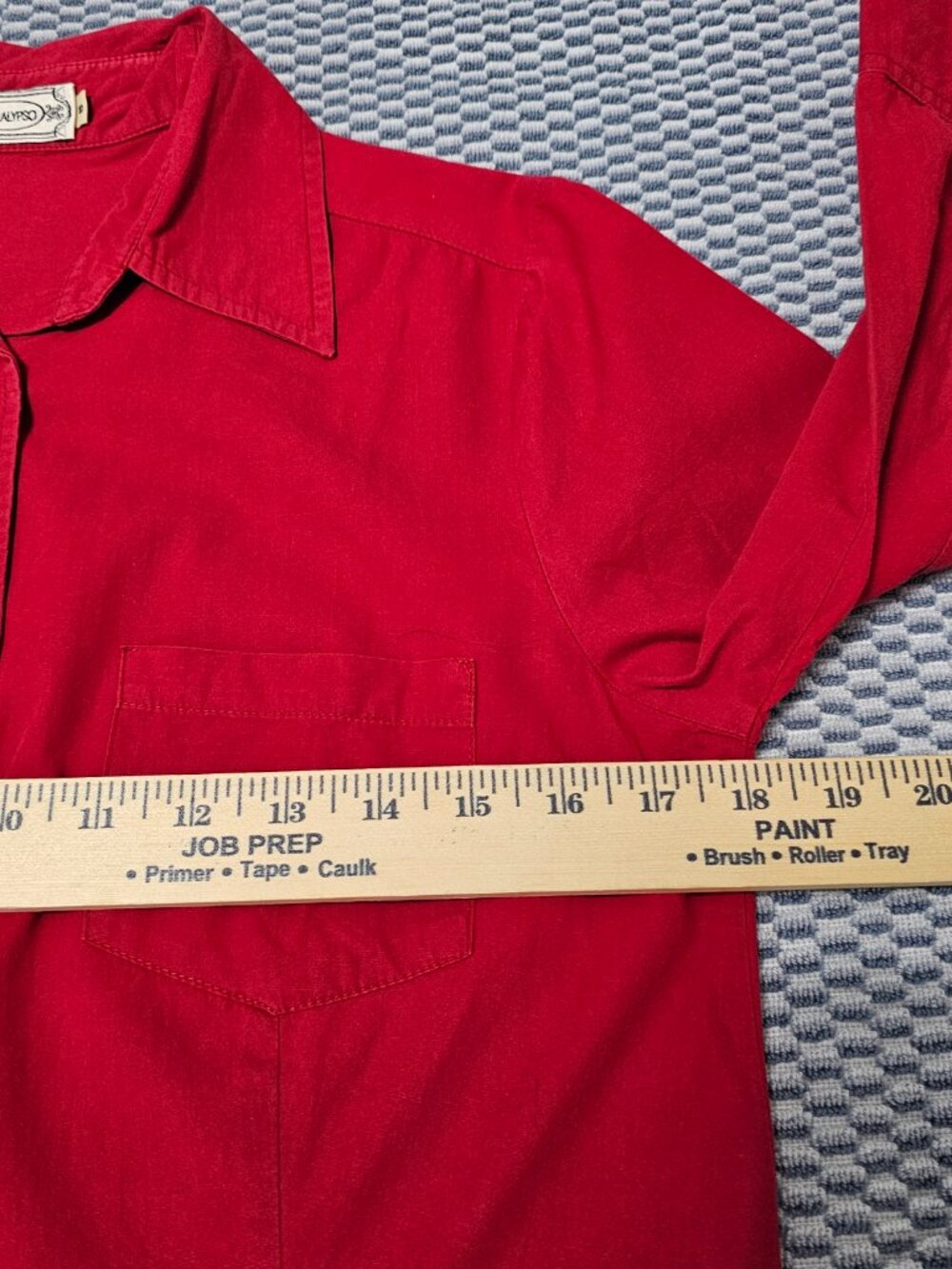 Calypso Red Button Down Shirt Women's Classic Minimalist Office Blouse - Size 8 - Picture 5 of 6